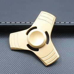 Tri Aluminum Fidget Spinner Stress Reducer Toy for Autism Adult, Child (Gold)